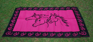 Horse Heads Design - Mats By Design - eco friendly affordable lightweight recycled plastic camping camper indoor outdoor mat rug