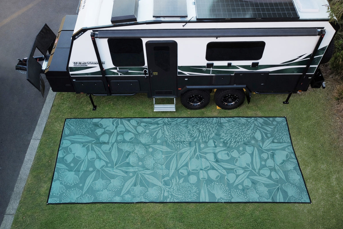 Recycled Outdoor Caravan Camping Awning Floor Mat - Native Flora Design ...